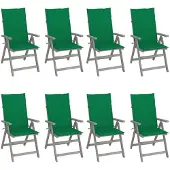 Syfax Verstellbare Gartenstühle mit Auflagen 8 Stk. Grau Akazienholz