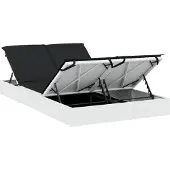 vidaXL Sonnenliege für 2 Personen mit Kissen Weiß Poly Rattan