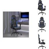 vidaXL Gaming-Stuhl mit Fußstütze Schwarz und Blau Kunstleder - Gaming-Sessel