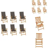 vidaXL Gartenstühle 6 Stk. mit Taupe Kissen Massivholz Teak - Gartenstühle