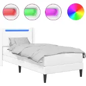 vidaXL Bettgestell mit Matratze Weiß 90 x 200 cm Kunstleder