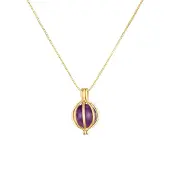 Elli Silberkette PREMIUM "Halskette Amethyst Kugel Energie Anhänger 925 Silber" Gr. 50, gold, Halsketten, Damen, mit Stein, Silber 925 (Sterlingsilber), Silberkette