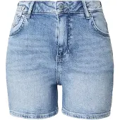 Mustang Mom-Jeans "Damen Style Charlotte Shorts", Damen, Gr. 25, blau (blau 401), Denim/Jeans, 99% Baumwolle, 1% Elasthan, unifarben, bequem, Jeans Mom-Jeans