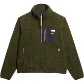 Superdry für Damen. W2012343A Vintage Retro halber Reißverschluss Fleece grün (XS), Lässig, Polyester