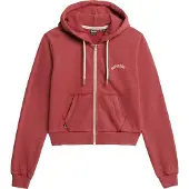 Superdry für Damen. W2012286A Sweatshirt Essential Logo Cropped Ziphood burgunderrot (M), Lässig, Baumwolle, Bordeaux