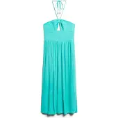 Superdry für Damen. W8011660A Midikleid mit blauem Cut-Out-Muster (XS), Lässig, Viskose, Ärmellos / Hosenträger