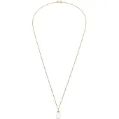 Nenalina Lange Kette "Halskette Anhänger Muschelkernperle Tropfen 925 Silber" Gr. 60, gold, Halsketten, Damen, Silber 925 (Sterlingsilber), Lange Kette