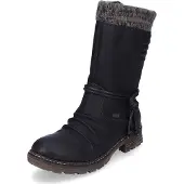 Rieker Winterstiefel , Damen, Gr. 43, Warmfutter, schwarz, Lederimitat, Textil, Schuhe Winterstiefel, Winterboots, Blockabsatz, TEX-Membran, mit gestricktem Schaftrand