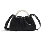 OEM Schwarze kleine Lederclutches mit Perlen für Frauen