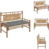 vidaXL Gartenbank mit Auflage 120 cm Bambus - Gartenbänke