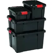 Markenlos Verstellbare Opbergsystem Stapelbar Nestbar BPA-frei Schwarz 50L 3er Set