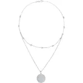 Elli Silberkette "Halskette Münze Plättchen Kristalle 925 Silber" Gr. 40, silber, Halsketten, Damen, Silber 925 (Sterlingsilber), Silberkette