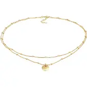 Elli Choker "Halskette Choker Layer Plättchen Kugelkette 925 Silber" Gr. 36, gold, Halsketten, Damen, ohne Stein, Silber 925 (Sterlingsilber), Choker