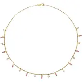Elli Silberkette "Halskette Pink Rose 925 Silber, mit Kristallen von Swarovski" Gr. 40, gold, Halsketten, Damen, Silber 925 (Sterlingsilber), Silberkette