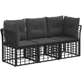 Syfax Outdoor-Sofagarnitur Schwarz Polyester