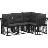 Syfax Outdoor-Sofagarnitur Schwarz Polyester