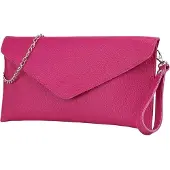 OEM Lederhandtasche schmaler Rucksack mit Kette 31,5x16,5cm Saya G369 (Rosa)