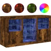 Syfax Sideboard mit LED-Leuchten Räuchereiche 123x37x67 cm