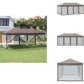 vidaXL Partyzelt Faltbar mit Seitenwänden Taupe 3x6 m - Pavillons & Partyzelte