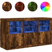 Syfax Sideboard mit LED-Leuchten Räuchereiche 123x37x67 cm