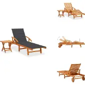 vidaXL Sonnenliege mit Tisch und Auflage Akazie Massivholz - Sonnenliegen