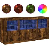 Syfax Sideboard mit LED-Leuchten Räuchereiche 142,5x37x67 cm