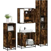 vidaXL 4-tlg. Badmöbel-Set Räuchereiche Holzwerkstoff