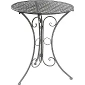 Kobolo Gartentisch in Blumenoptik 60cm mit Stanzungen Metalltisch Tisch aus grauem Metall Tisch für Garten Balkon Terrasse Balkonmöbel Gartenmöbel