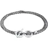 KUZZOI Armkette "Armband Männer Kordelkette T-Bone Oxidiert 925 Silber" Gr. 190, grau, Armbänder, Herren, Silber 925 (Sterlingsilber), Armkette