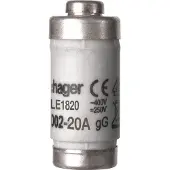 Hager D02 Sicherungseinsatz 20A 400V Mit Anzeige - LE1820 [5 Stück]