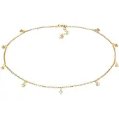 Elli Choker "Halskette Choker Solitär Zirkonia Elegant 925er Silber" Gr. 36, gold, Halsketten, Damen, mit Steinen, Silber 925 (Sterlingsilber), Choker