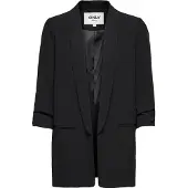 ONLY Longblazer "ONLELLY 3/4 LIFE BLAZER TLR NOOS", Damen, Gr. 40L, schwarz, Web, Obermaterial: 95% Polyester, 5% Elasthan, unifarben, regular fit normal, Blazer Longblazer, Materialmix, regular fit