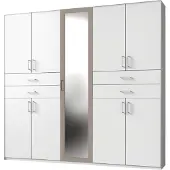 Wimex Kleiderschrank Taiga Drehtürenschrank 225x58x210cm weiß 9-türig mit Spiegel (18921)