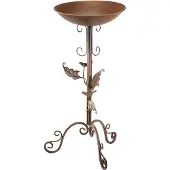 Kobolo Vogeltränke Vogelbad Futterstation RANKE - Metall Rostbraun - 33x28x61 cm - stehend Bienentränke Futterstation Bad Bird bath Feed station Deko