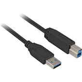 Sharkoon 3m, USB3.0-A/USB3.0-B, 3 m, USB A, USB B, USB 3.2 Gen 1 (3.1 Gen 1), Männlich/Männlich, Schwarz