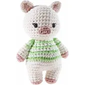 Heunec Häkeltier Schwein CROCHI Häkel-Freund, 15 cm, mit grün-weißem Pullover