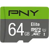 PNY Elite, 64 GB, MicroSDXC, Klasse 10, UHS-I, 100 MB/s, Class 1 (U1)