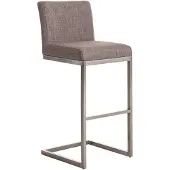 CLP Barhocker mit Rückenlehne Paros, Tresenhocker mit Fußablage, modern Gepolsterter Sitz, Edelstahlgestell 240 kg belastbar, und Bodenschoner, Farbe: grau