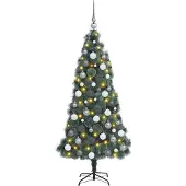 vidaXL Künstlicher vorbeleuchteter Weihnachtsbaum mit Kugelset Grün