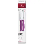 Victorinox Swiss Classic 6.7835.2C1 Tomato & Table Knife, Wavy, Purple, Tomatenmesser Set 2-teilig