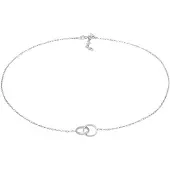 Elli Choker "Halskette Choker Ringe Kreis Minimal Trend 925 Silber" Gr. 36, silber, Halsketten, Damen, mit Steinen, Silber 925 (Sterlingsilber), Choker