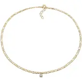 Elli Silberkette "Halskette Figarokette Zirkonia Anhänger Klassik Goldfarben" Gr. 42, gold, Halsketten, Damen, mit Stein, Messing, Silberkette