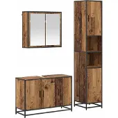 vidaXL Badezimmermöbel-Set 3 Stk. Altholz Holzwerkstoff