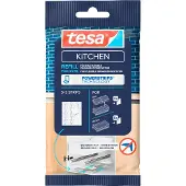 TESA Pull Out Powerstrips Nachfüllpack für selbstklebende Schubladenschienen - für die Wiederverwendung der ausziehbaren Küchen-Schublade - geeignet für den Boden- und Seitenauszug - 15 Powerstrips