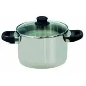 Elo Juwel de Luxe Fleischtopf, Kochtopf mit hochgewölbten Glasdeckel und stoßfestem Edelstahlrand, Durchmesser: 20 cm