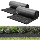 Vevor Gummimulchmatte, 2 Rollen à 244x59 cm, Unkrautmatte 1,3 cm dick, Gartenvlies, Unkrautvlies, Unkrautbarrierematte, Garteneinfassung, Randmatte, Gehwegmatte für Landschaftsgestaltung