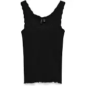Vero Moda Tanktop "VMNANA LACE TANK TOP JRS NOOS", Damen, Gr. XL, schwarz, Jersey, Obermaterial: 96% Baumwolle, 4% Elasthan, unifarben, normal, Rundhals, Tops Tanktop, Baumwollmischung