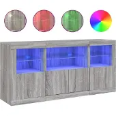 Syfax Sideboard mit LED-Leuchten Grau Sonoma 142,5x37x67 cm