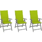 The Living Store Verstellbare Gartenstühle 3 Stk. mit Auflagen Massivholz Akazie