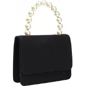 OEM Velvet-Krepp-Tasche mit Kettengriff, schwarz, einfarbig